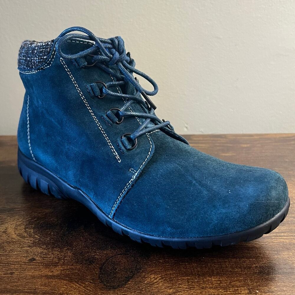 Propet Delaney Ankle Boots 7.5 Water Resistant Navy Blue Suede Lace Up Outdoor - Picture 1 of 10